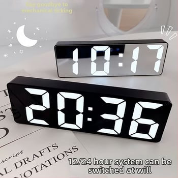 Настолен будилник с LED дисплей за време, батерийно захранване, механично движение, акрилен циферблат, пластмасов корпус