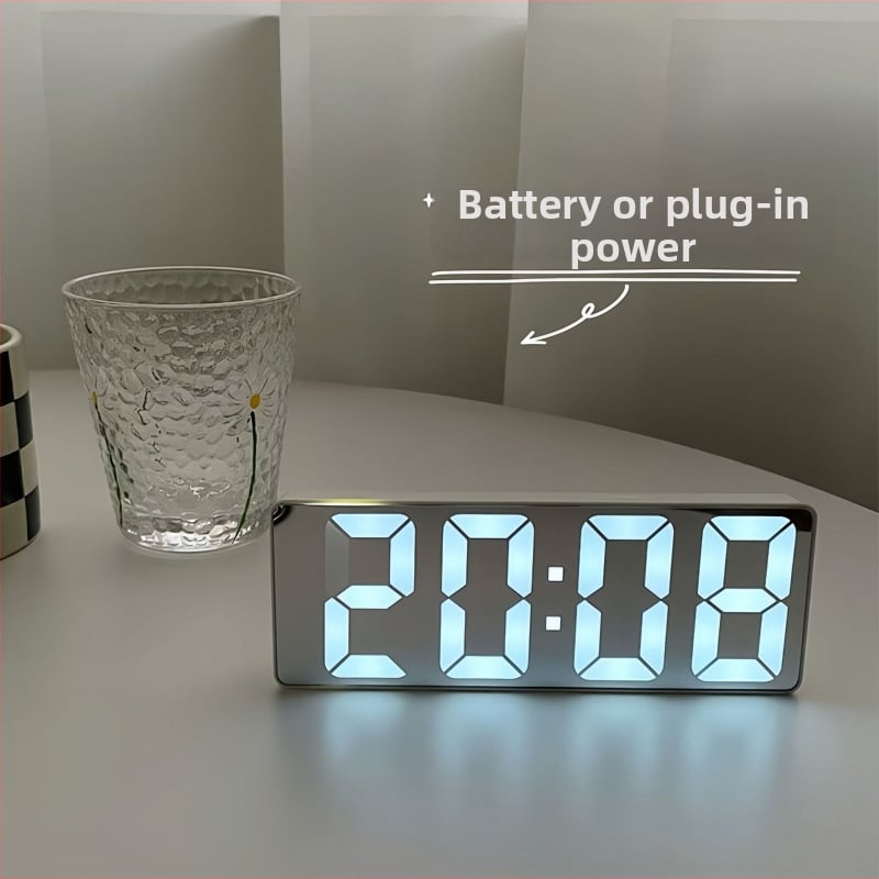 Настолен будилник с LED дисплей за време, батерийно захранване, механично движение, акрилен циферблат, пластмасов корпус