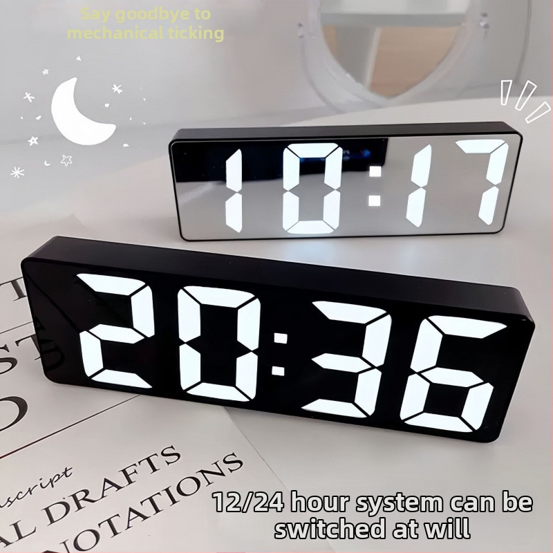 Настолен будилник с LED дисплей за време, батерийно захранване, механично движение, акрилен циферблат, пластмасов корпус