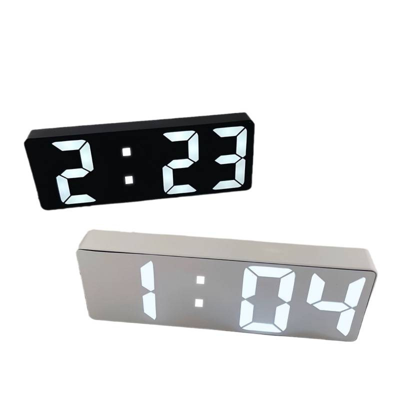 Настолен будилник с LED дисплей за време, батерийно захранване, механично движение, акрилен циферблат, пластмасов корпус