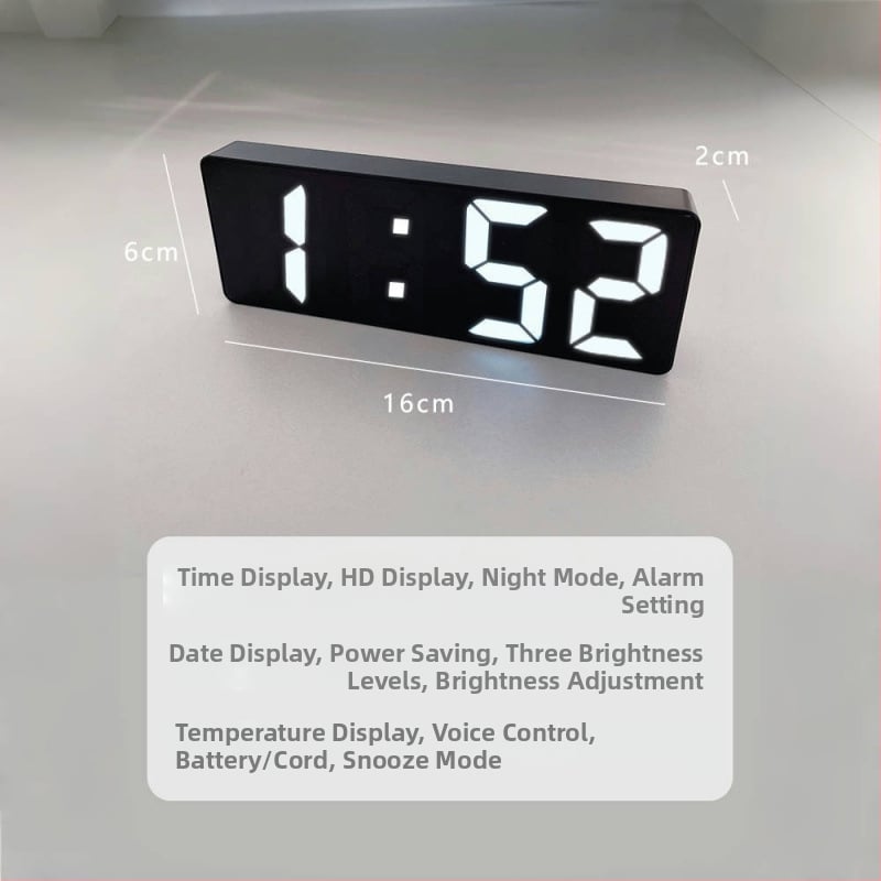 Настолен будилник с LED дисплей за време, батерийно захранване, механично движение, акрилен циферблат, пластмасов корпус