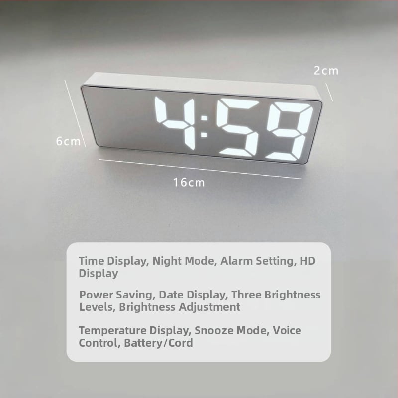 Настолен будилник с LED дисплей за време, батерийно захранване, механично движение, акрилен циферблат, пластмасов корпус