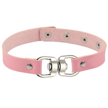 Чокър от кожа в панк стил с пръстеново закопчаване (Тип: Чокър; Материал: кожа; Закопчаване: пръстеново; Стил: панк; За: жени)