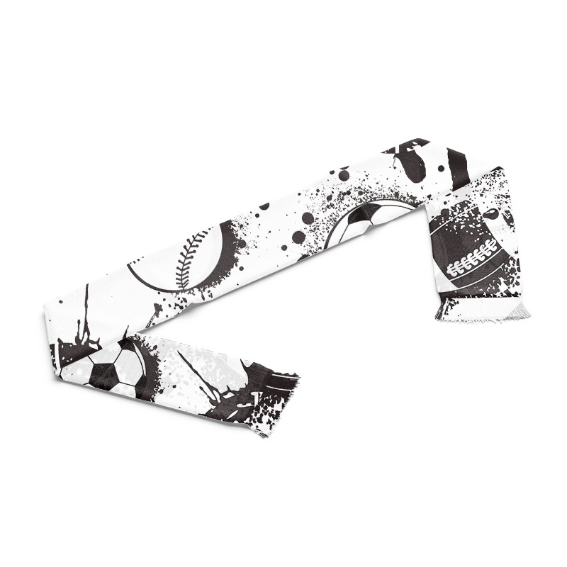 Șal personalizat pentru fanii fotbalului cu model de logo; Materiale: țesătură bird's-eye, acrilic, satin; Personalizabil; Tipărire logo disponibilă; Potrivit pentru fotbal și alte sporturi