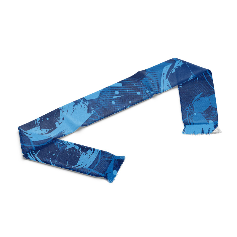Șal personalizat pentru fanii fotbalului cu model de logo; Materiale: țesătură bird's-eye, acrilic, satin; Personalizabil; Tipărire logo disponibilă; Potrivit pentru fotbal și alte sporturi