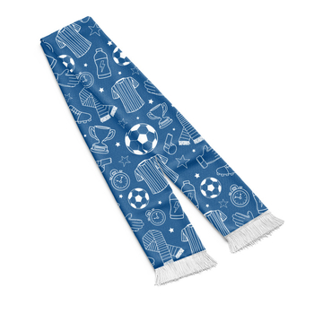 Fular pentru fani fotbal cu imprimare logo personalizabil; materiale: țesătură ochi de pasăre, acrilic, satin; imprimare logo disponibil; potrivit pentru meciuri de fotbal