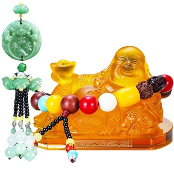 Jadei διακόσμηση αυτοκινήτου για άρωμα με άγαλμα Maitreya Buddha, μπουκάλι αρωματοθεραπείας για κεντρική κονσόλα, αυτοκινητικό διακοσμητικό — χωρίς ιδιωτικές ετικέτες