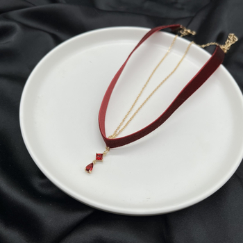 Ръчно изработено колие за врата от кадифе, капковидна форма, лек луксозен стил, пролет 2024, Guangzhou произход