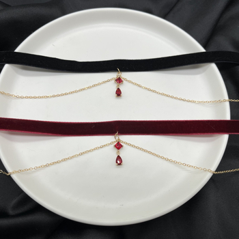 Ръчно изработено колие за врата от кадифе, капковидна форма, лек луксозен стил, пролет 2024, Guangzhou произход