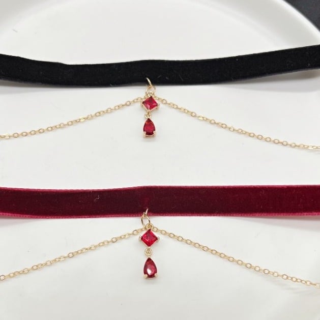 Ръчно изработено колие за врата от кадифе, капковидна форма, лек луксозен стил, пролет 2024, Guangzhou произход