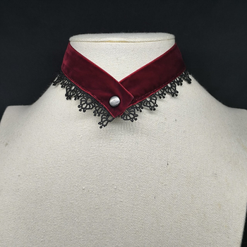 Чокър колие с кадифена дантела и ключична верига, широк ръб, семпъл елегантен дизайн • Материал: Друго • Стил: Друго • Вид: Яка
