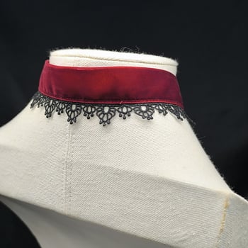 Чокър колие с кадифена дантела и ключична верига, широк ръб, семпъл елегантен дизайн • Материал: Друго • Стил: Друго • Вид: Яка