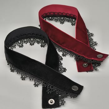 Чокър колие с кадифена дантела и ключична верига, широк ръб, семпъл елегантен дизайн • Материал: Друго • Стил: Друго • Вид: Яка