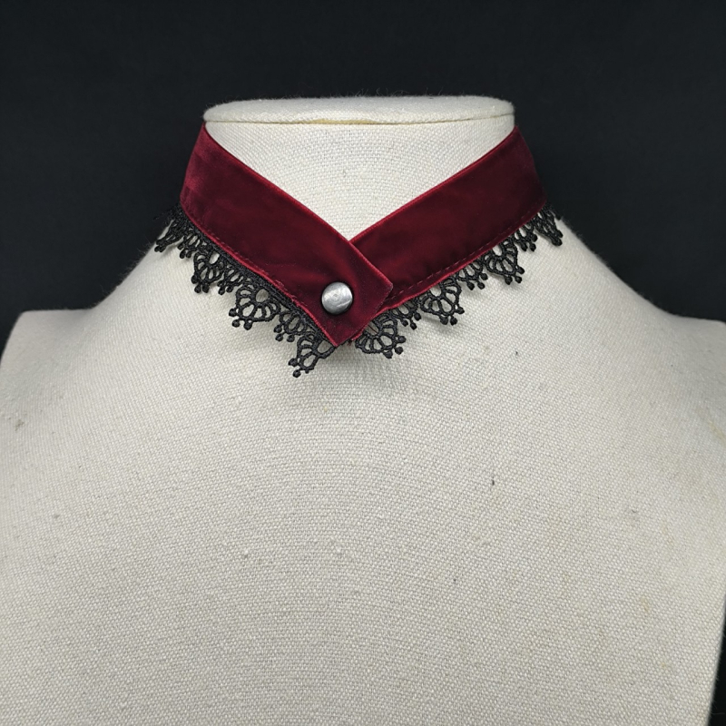 Чокър колие с кадифена дантела и ключична верига, широк ръб, семпъл елегантен дизайн • Материал: Друго • Стил: Друго • Вид: Яка