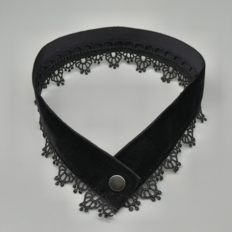 Чокър колие с кадифена дантела и ключична верига, широк ръб, семпъл елегантен дизайн • Материал: Друго • Стил: Друго • Вид: Яка