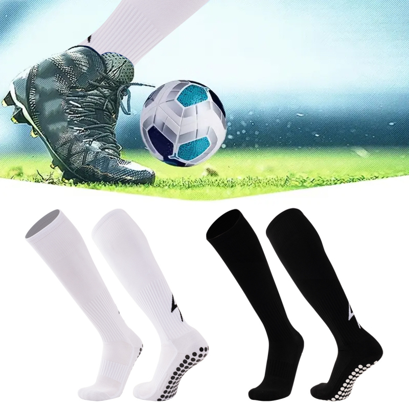 Magas szárú futball zokni, uniszex, légáteresztő, csúszásmentes, vastag terry alj, poliészter