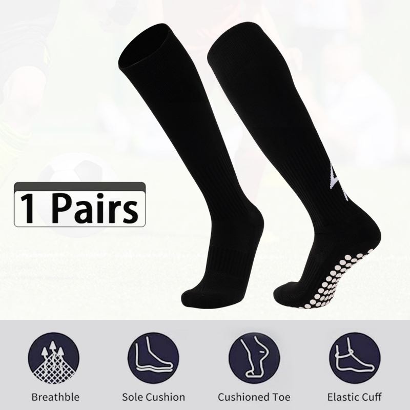 Magas szárú futball zokni, uniszex, légáteresztő, csúszásmentes, vastag terry alj, poliészter