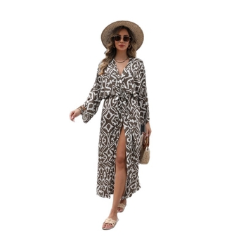 Női hosszú strand kardigán napvédő funkcióval, nyomtatott mintával | nyaraláshoz, anyag rayon, bélés pamut, 300 GSM