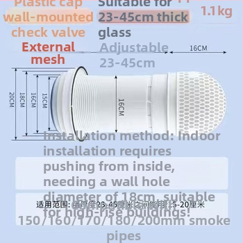 Eastern PP prie steny spätný ventil s krytom proti dažďu pre vonkajšiu kuchynskú digestor, model 048, moderný minimalistický štýl