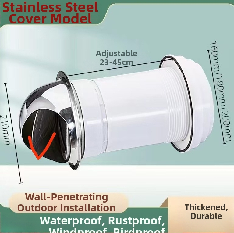 Eastern PP prie steny spätný ventil s krytom proti dažďu pre vonkajšiu kuchynskú digestor, model 048, moderný minimalistický štýl