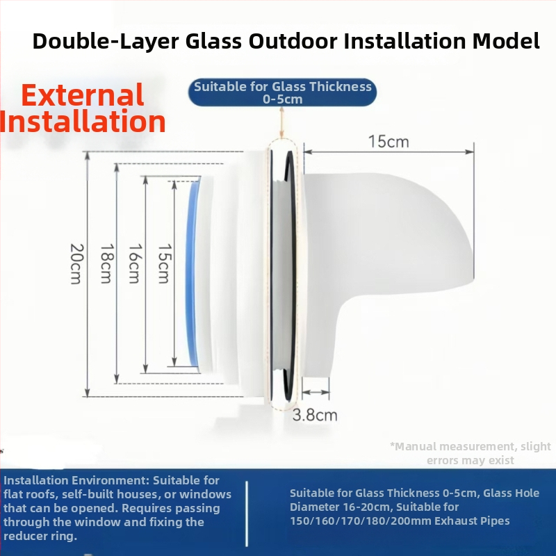 Eastern PP prie steny spätný ventil s krytom proti dažďu pre vonkajšiu kuchynskú digestor, model 048, moderný minimalistický štýl