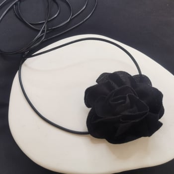 Чокър огърлица - ретро стил, камелия цветя, дантелено колие