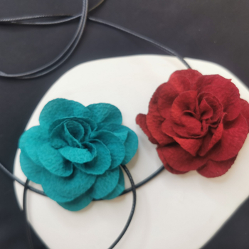 Чокър огърлица - ретро стил, камелия цветя, дантелено колие