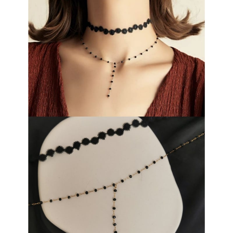 Огърлица за ключицата в корейски стил с дантелен дизайн