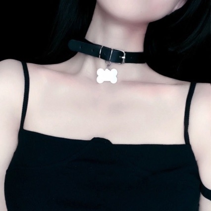 Пънк готик костен нашийник за двойки – чокър за шията, подкултурен стил, модерен аксесоар