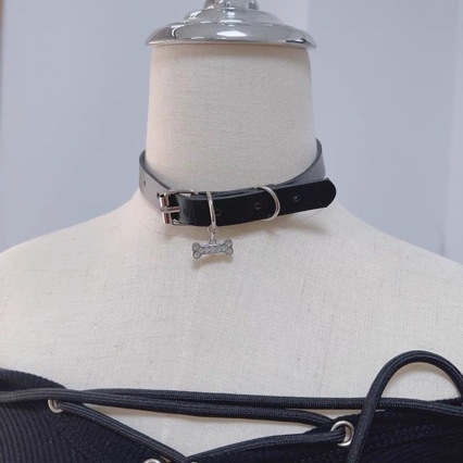 Пънк готик костен нашийник за двойки – чокър за шията, подкултурен стил, модерен аксесоар