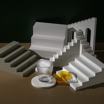 Pozadinski ukrasi za fotografiju: geometrijske male stepenice rekvizita; materijali: smola ili MDF; model: Male stepenice; težina: 1; marka: Green Craftsman