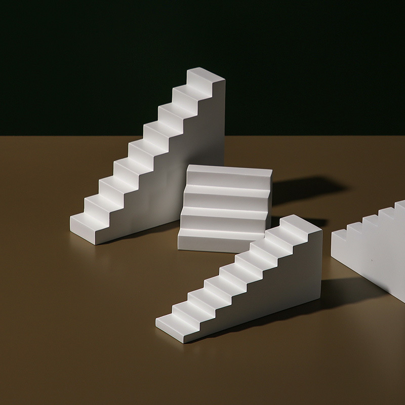 Pozadinski ukrasi za fotografiju: geometrijske male stepenice rekvizita; materijali: smola ili MDF; model: Male stepenice; težina: 1; marka: Green Craftsman
