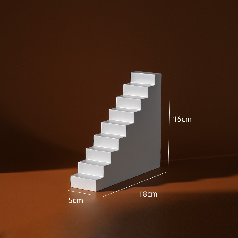Pozadinski ukrasi za fotografiju: geometrijske male stepenice rekvizita; materijali: smola ili MDF; model: Male stepenice; težina: 1; marka: Green Craftsman