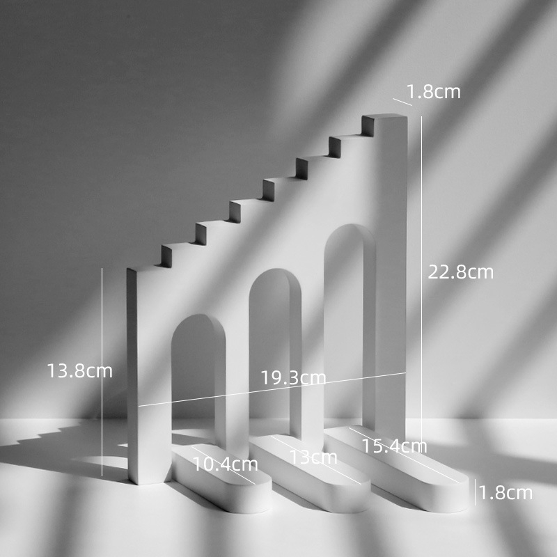 Pozadinski ukrasi za fotografiju: geometrijske male stepenice rekvizita; materijali: smola ili MDF; model: Male stepenice; težina: 1; marka: Green Craftsman