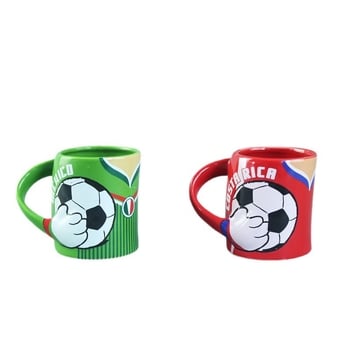 Κύπελλο από λευκό πορσελάνι με μινιμαλιστικό σχέδιο, αντίσταση σε υψηλές θερμοκρασίες και εκτύπωση εμβλήματος εθνικής ομάδας