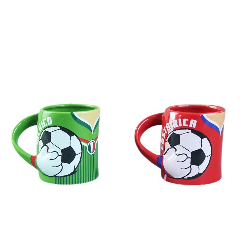 Κύπελλο από λευκό πορσελάνι με μινιμαλιστικό σχέδιο, αντίσταση σε υψηλές θερμοκρασίες και εκτύπωση εμβλήματος εθνικής ομάδας