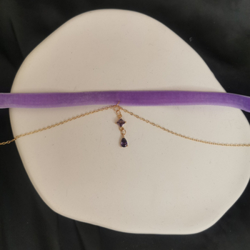 Ръчно изработена кадифена ретро огърлица- яка