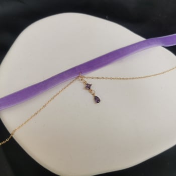 Ръчно изработена кадифена ретро огърлица- яка