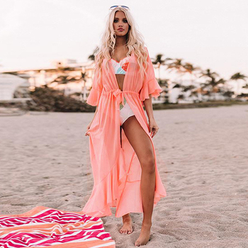 Šifonski plažni kardigan za plažu, podstava 100% poliester, težina tkanine 210 g/m², plažni stil