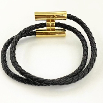 Retro uniszex bőr karkötő H betű csattal, 18K aranyozott titán acél