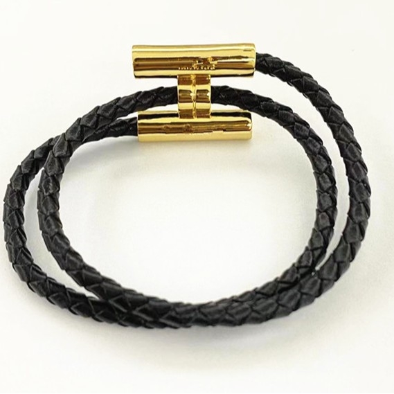 Retro uniszex bőr karkötő H betű csattal, 18K aranyozott titán acél