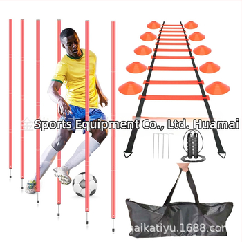 Maka set opreme za trening nogometa i košarke: označivački stupovi, okretna šipka za košarkaške vježbe, odvojivi zemljani kolci, set agilnosti s užetom