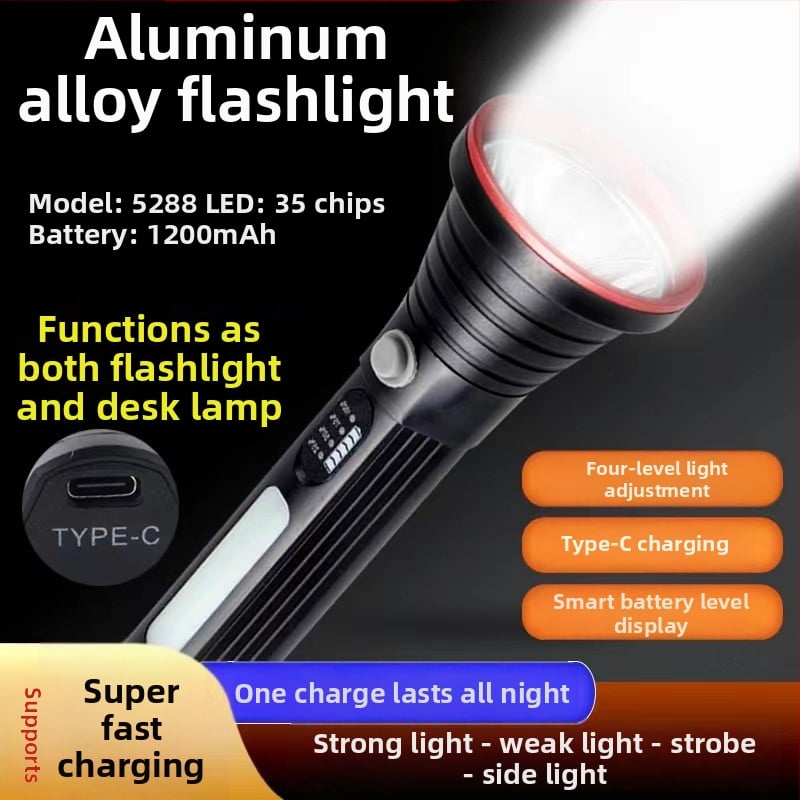 LED svjetiljka od aluminijske legure, baterija 2400mAh, izlazna snaga 50W, domet 50–100 m