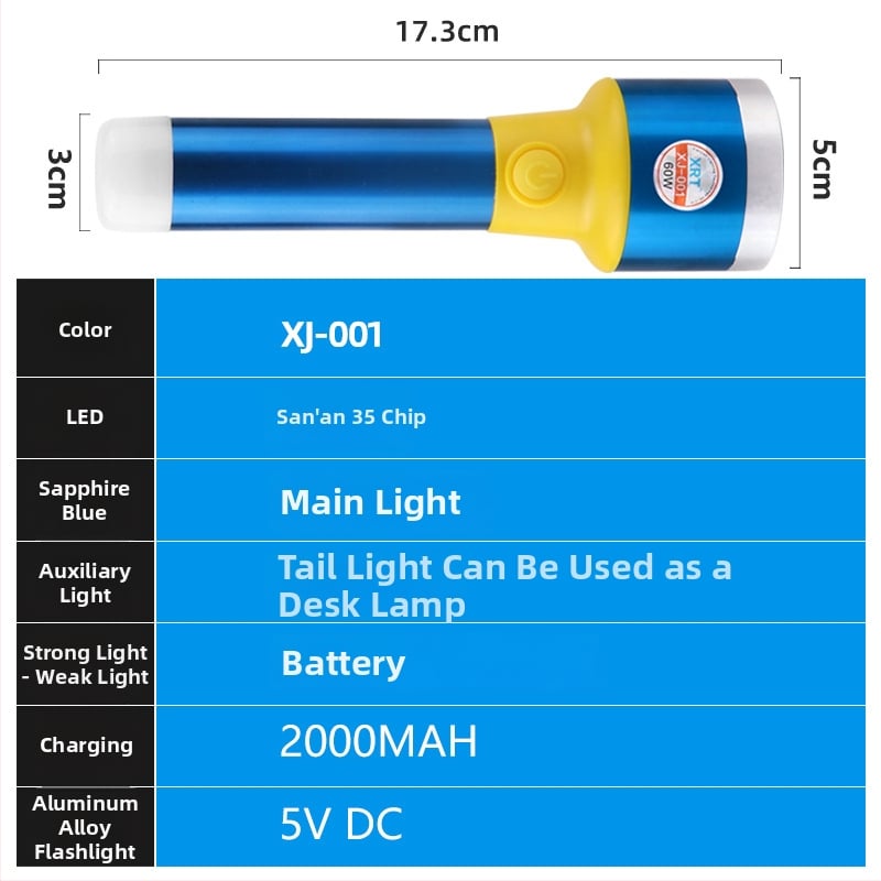 LED svjetiljka od aluminijske legure, baterija 2400mAh, izlazna snaga 50W, domet 50–100 m
