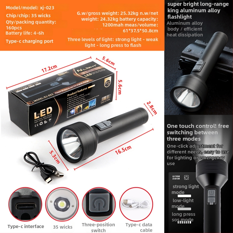 LED svjetiljka od aluminijske legure, baterija 2400mAh, izlazna snaga 50W, domet 50–100 m