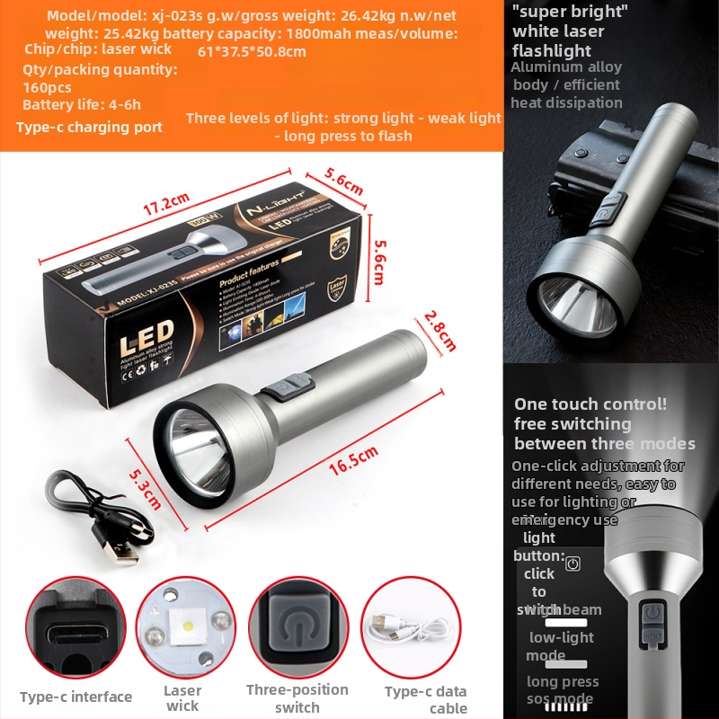 LED svjetiljka od aluminijske legure, baterija 2400mAh, izlazna snaga 50W, domet 50–100 m