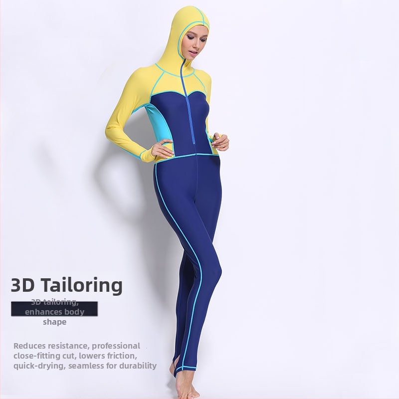 Női egyrészes UV-védett búvárruha, nylon anyagból, hosszú ujjú, búvárkodáshoz és úszáshoz — Yobel