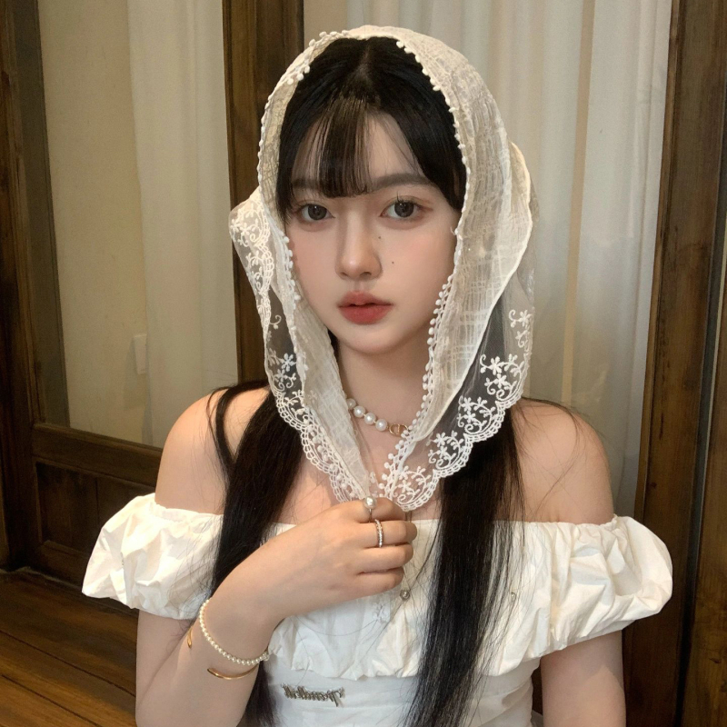 YIWEI STUDIO selyem hajkendő, Ins wind stílusban, kockás mintával és geometriai dizájnnal.