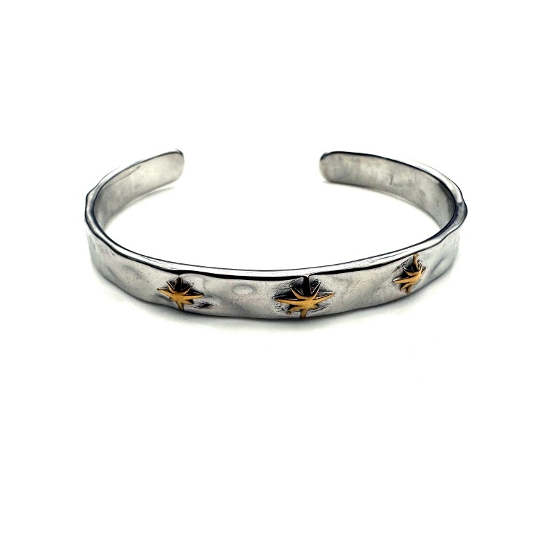 Nyitott rozsdamentes acél karkötő, uniszex, geometriai forma, arany bevonat