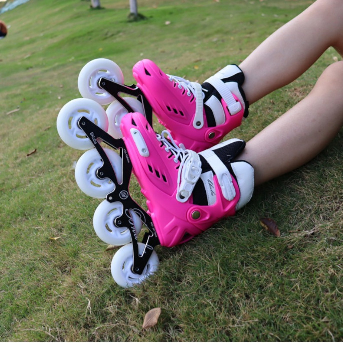 Inline skates za početnike, za odrasle i djecu, brze, s prilagodljivom trokolnom konstrukcijom i protukliznom površinom